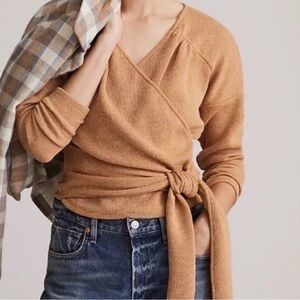 Anthropologie Wrap-Style Tan Sweater